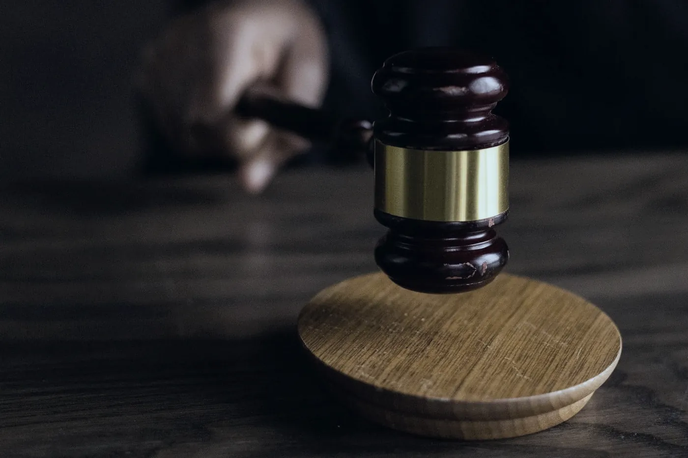 Gavel on a wooden desk